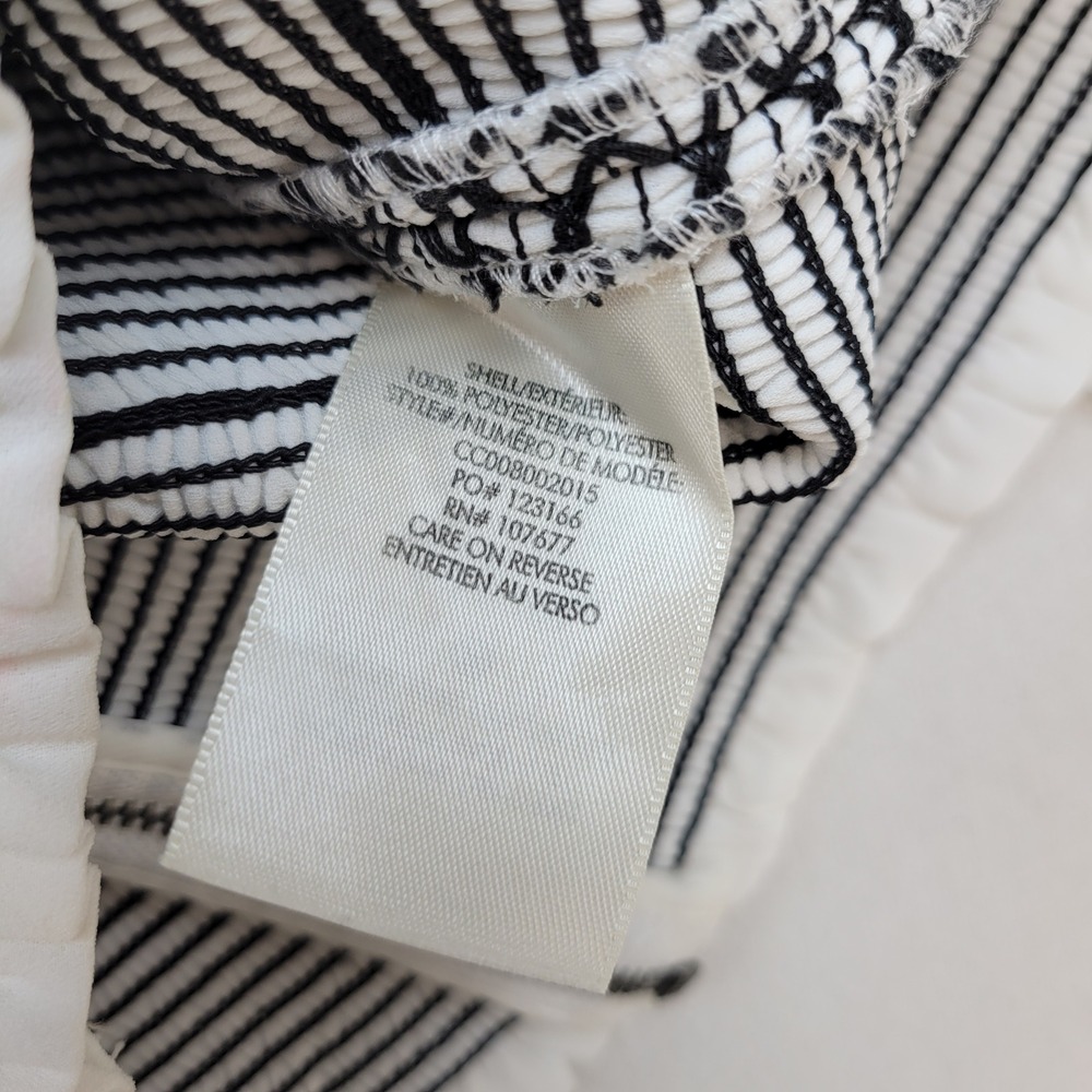 Alice + Olivia Blouse Womens XS White Black Smocked Bishop Sleeve Stitching - Picture 8 of 12